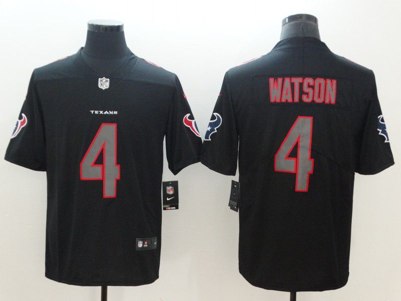 Men Houston Texans 4 Watson Nike Fashion Impact Black Color Rush Limited NFL Jersey